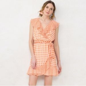 Lauren Conrad Orange Gingham Dress XS